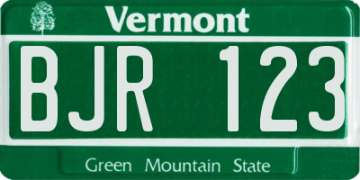 VT license plate BJR123