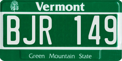 VT license plate BJR149