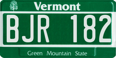 VT license plate BJR182
