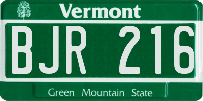 VT license plate BJR216