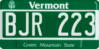 VT license plate BJR223