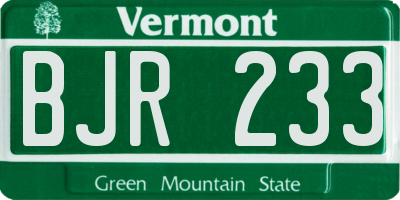 VT license plate BJR233