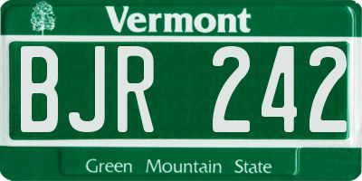 VT license plate BJR242
