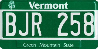 VT license plate BJR258
