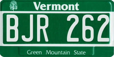 VT license plate BJR262