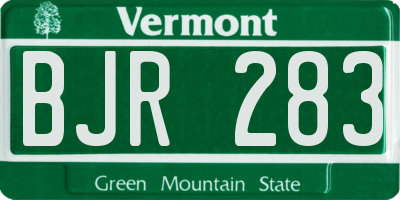 VT license plate BJR283