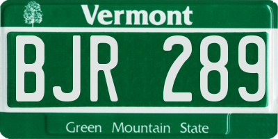 VT license plate BJR289