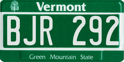 VT license plate BJR292