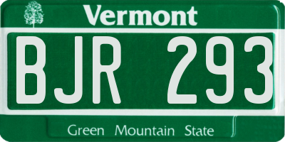 VT license plate BJR293