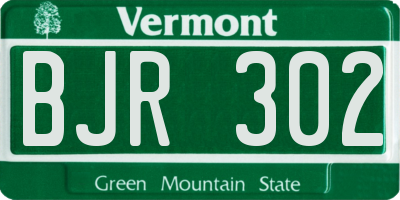 VT license plate BJR302