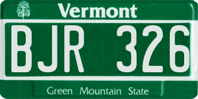 VT license plate BJR326