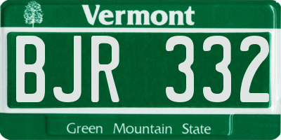 VT license plate BJR332