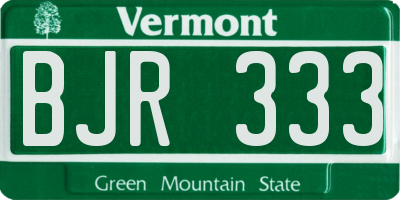VT license plate BJR333