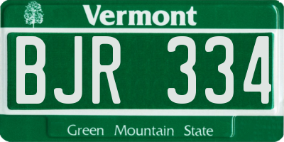 VT license plate BJR334