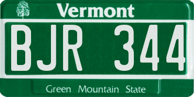 VT license plate BJR344
