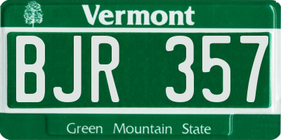 VT license plate BJR357