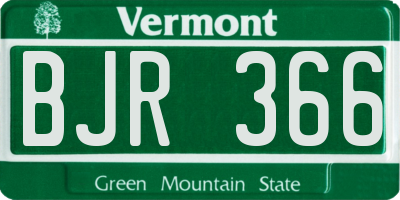 VT license plate BJR366