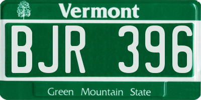 VT license plate BJR396