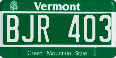 VT license plate BJR403
