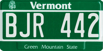 VT license plate BJR442
