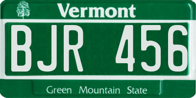 VT license plate BJR456