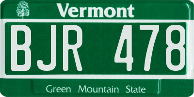 VT license plate BJR478