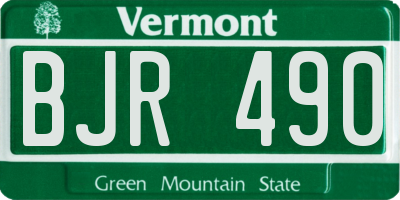 VT license plate BJR490