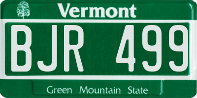 VT license plate BJR499