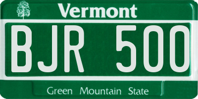 VT license plate BJR500