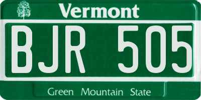 VT license plate BJR505
