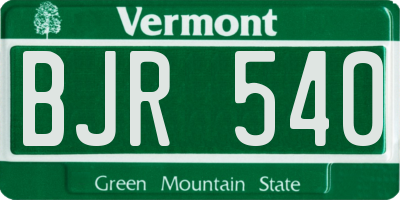 VT license plate BJR540