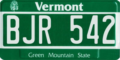 VT license plate BJR542