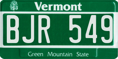VT license plate BJR549