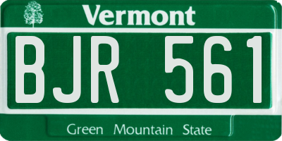VT license plate BJR561