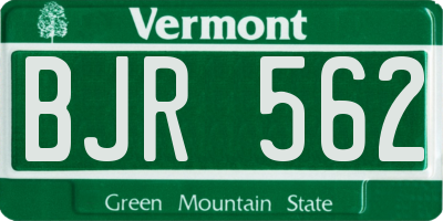 VT license plate BJR562