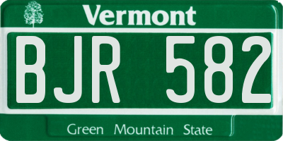 VT license plate BJR582