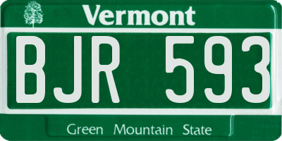 VT license plate BJR593