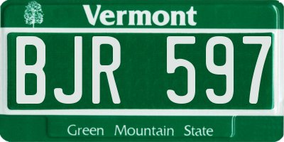 VT license plate BJR597