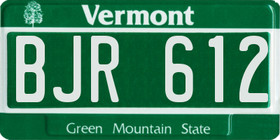VT license plate BJR612