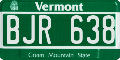 VT license plate BJR638