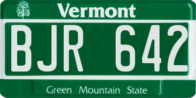 VT license plate BJR642