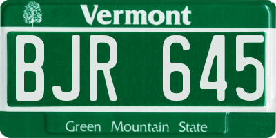 VT license plate BJR645