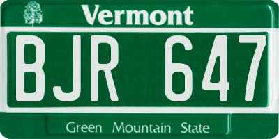 VT license plate BJR647