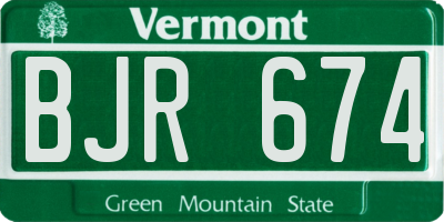 VT license plate BJR674