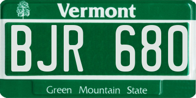 VT license plate BJR680
