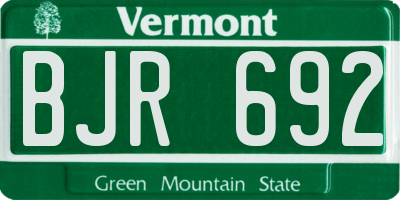 VT license plate BJR692