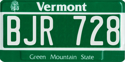 VT license plate BJR728