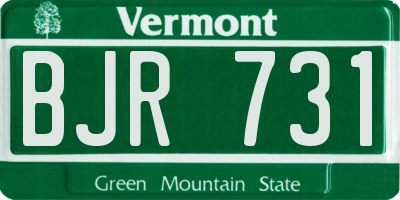 VT license plate BJR731