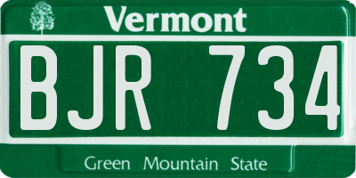VT license plate BJR734