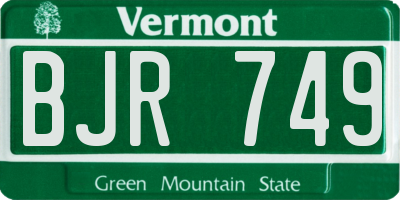 VT license plate BJR749